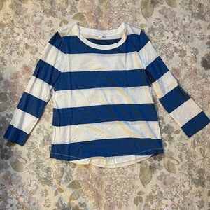 NWOT COS Blue White Striped 3/4 Sleeve Cotton Top XS